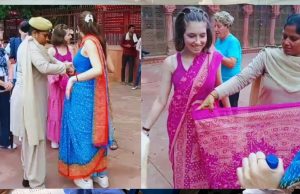 यूपी की महिला सिपाही बनी ‘साड़ी गुरु’, विदेशी मेहमानों को सिखाया भारतीय परिधान पहनना