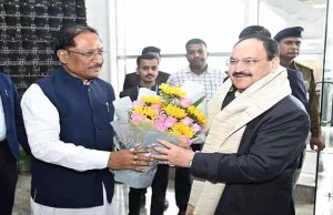 रायपुर में जेपी नड्डा का भव्य स्वागत, एयरपोर्ट पर सीएम साय ने किया अभिवादन